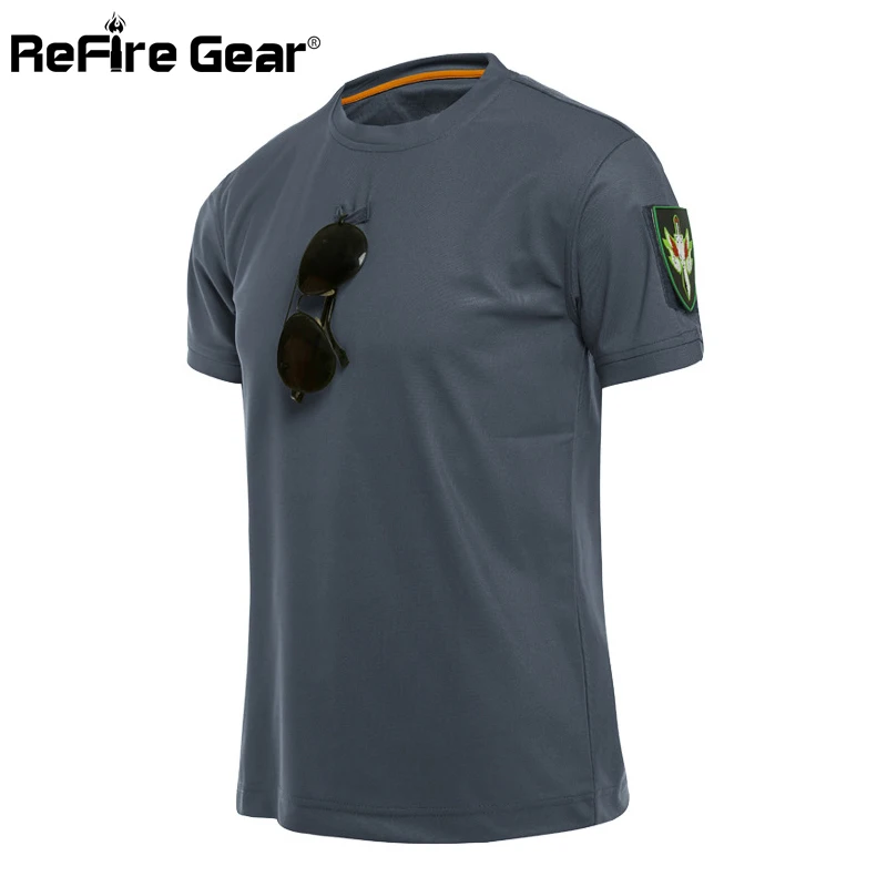 Refire gear Военная тактическая футболка с коротким рукавом мужская летняя быстросохнущая футболка для спецназа армейская дышащая одежда