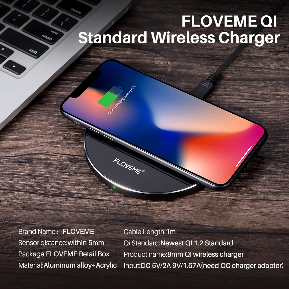 Беспроводное зарядное устройство FLOVEME Qi 1 2 10 Вт быстрая зарядка док станция для