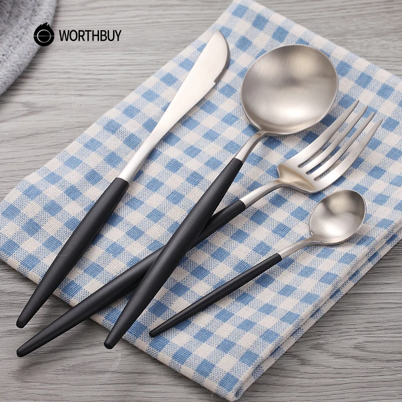 WORTHBUY 4 шт./компл. столовые приборы с портативной сумкой 304 нержавеющая сталь