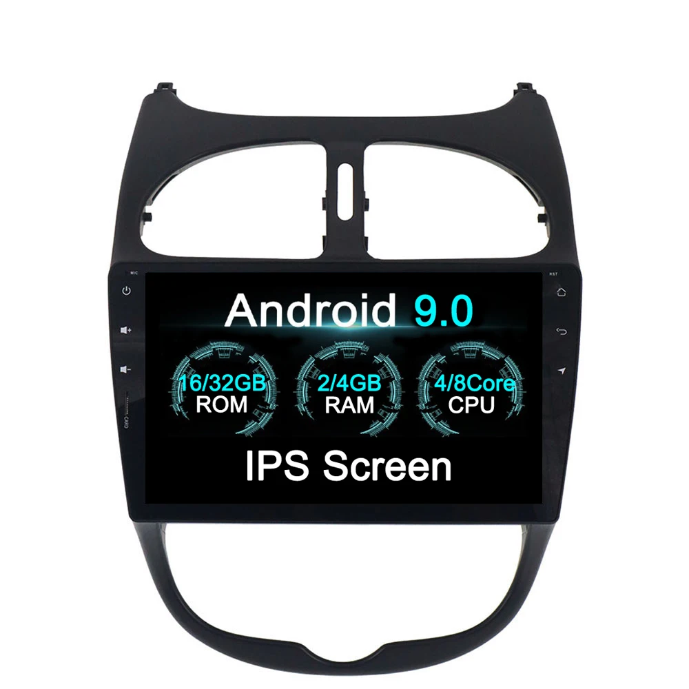 PX5 Android 9.0 4 + 32 ГБ Автомобильный без DVD плеера радио авто для Peugeot 9 0 206 2000 Ibiza GPS