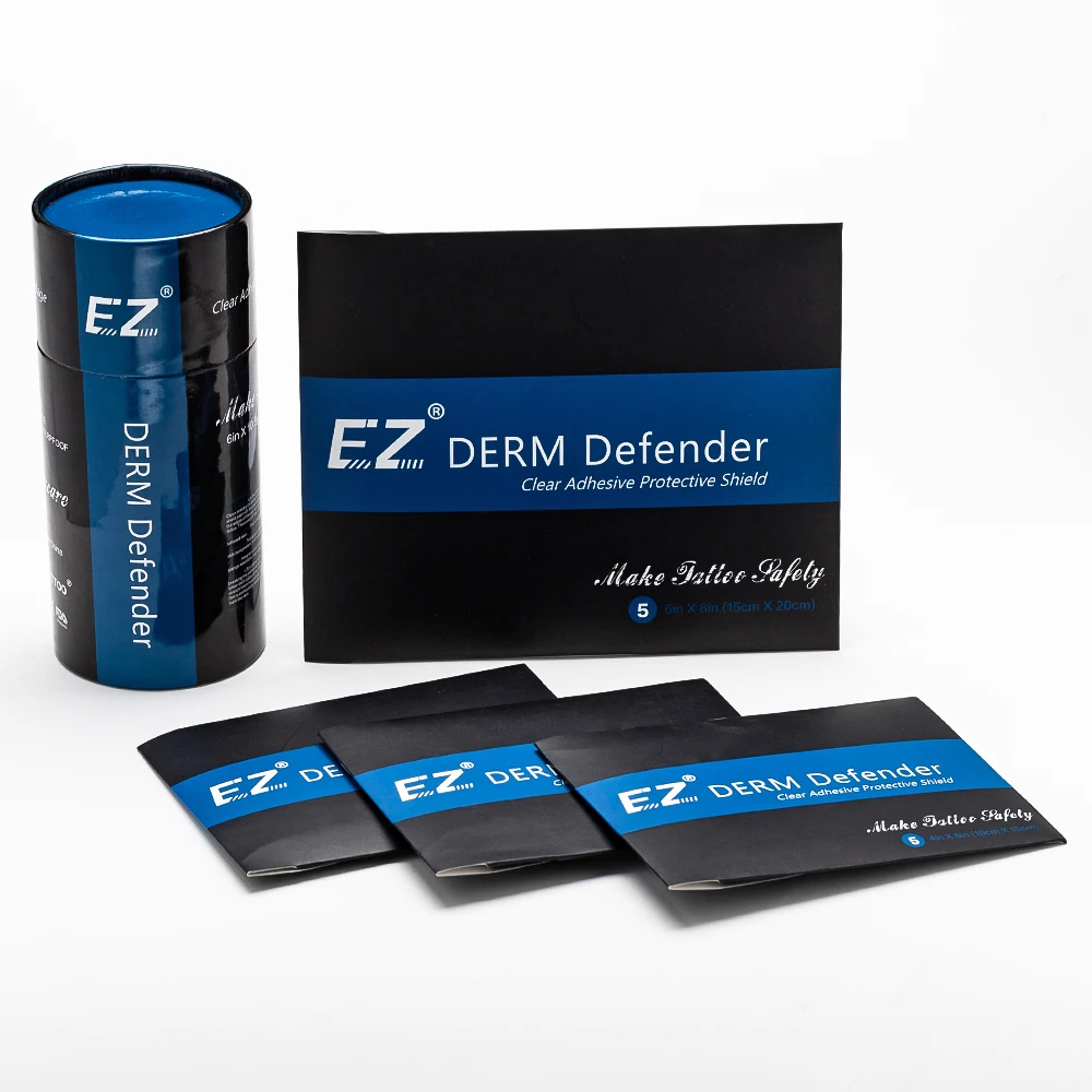 EZ Премиум тату пленка Derm Defender татуировки клей защитный щит тату после ухода принадлежности 5 листов портативная упаковка