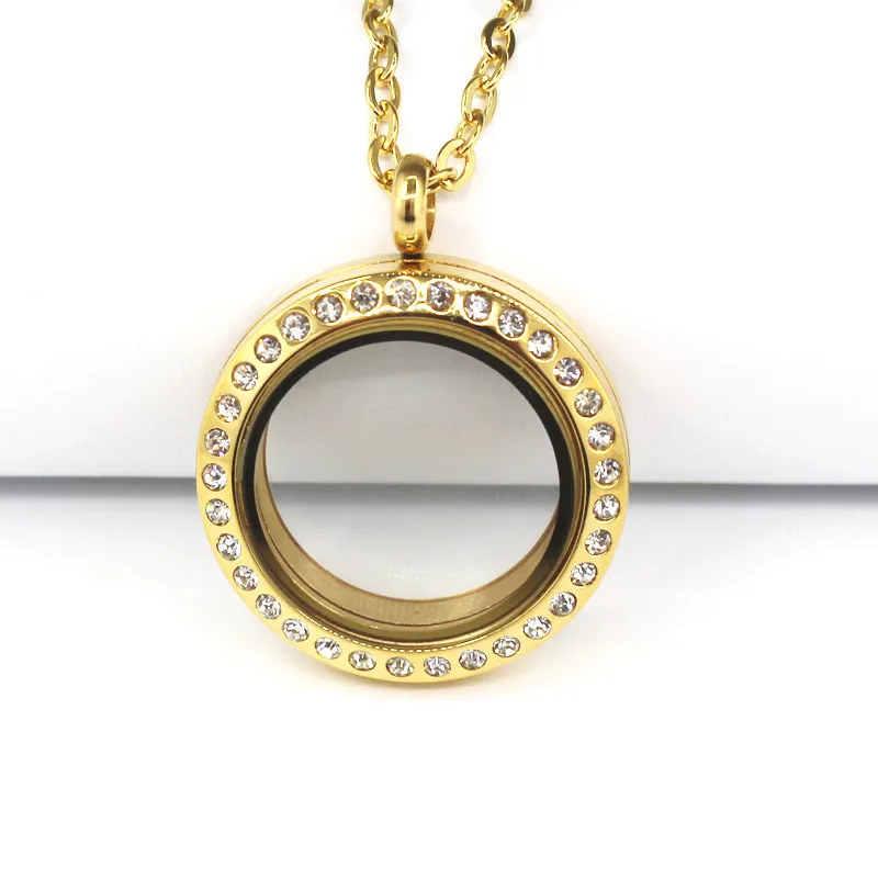 5 шт./лот 25 мм круглый плавающий медальон из нержавеющей стали ожерелье Золото с