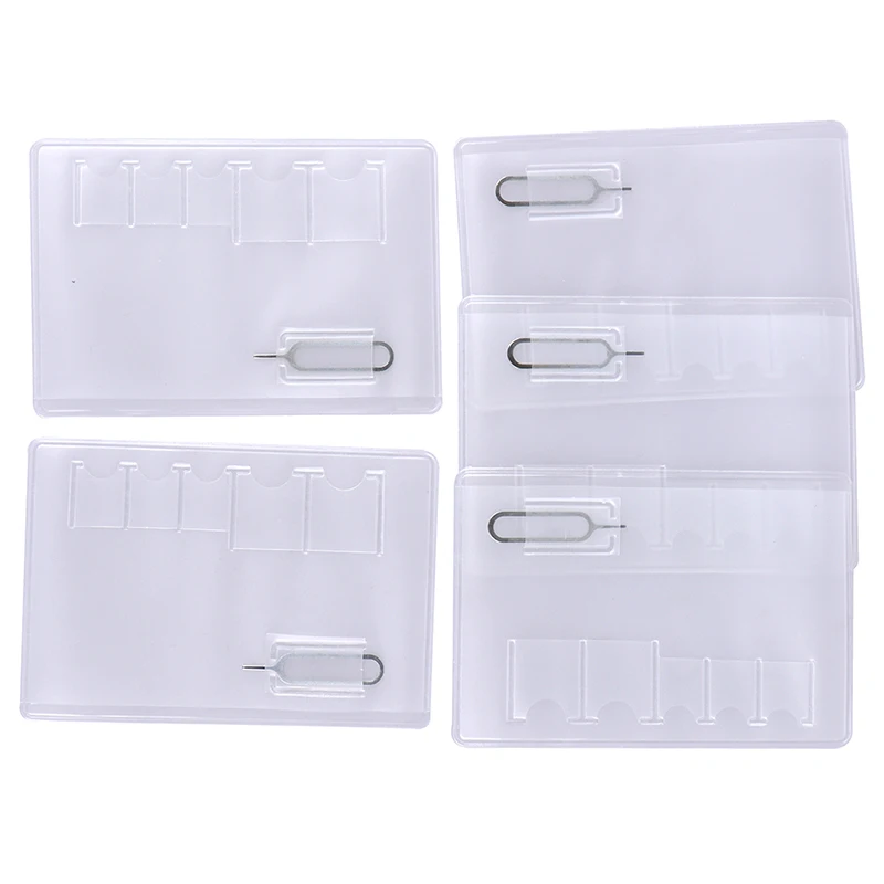

5 Pcs 6 Sim Card Storage Case Box Bag Easy Carry Clear Protector Portable For Sim Memory Card Transparency Universal