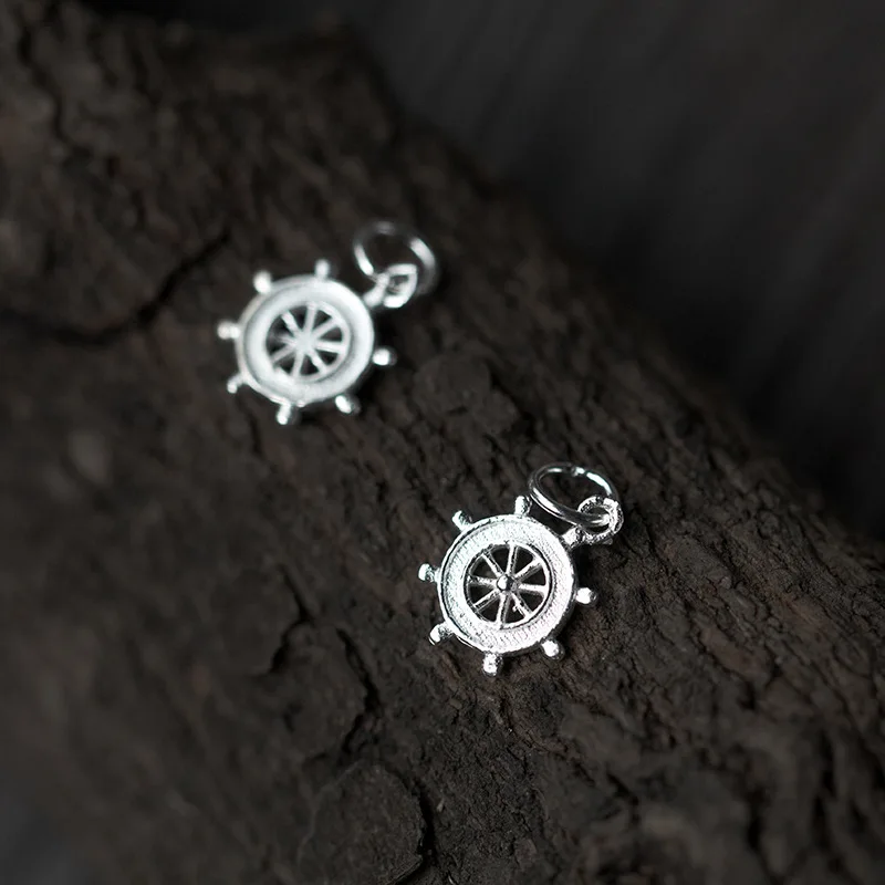 

925 Sterling Silver Handmade Hollow Rudder Pendants 13x11mm Fashion Charm Jewelry Making For DIY Women Men Necklace Earrings