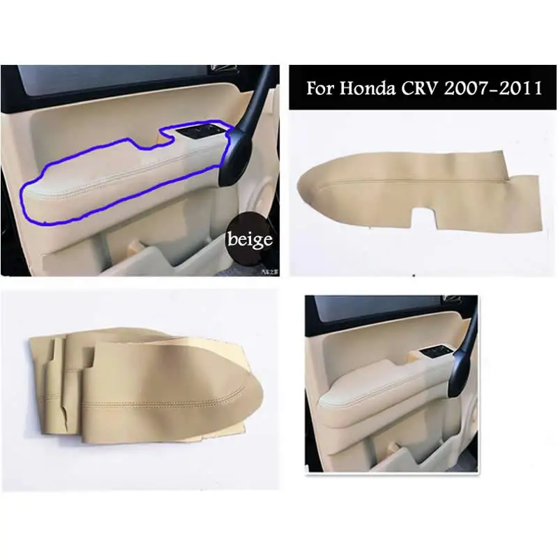 

4PCS Left Right Real Leather Car Front Door Panels Armrest Covers For Honda /CRV 2007-2011