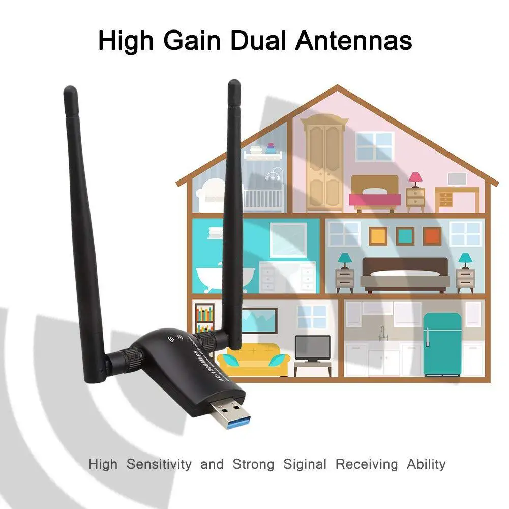 BEESCLOVER беспроводной USB Wifi адаптер AC1200 двухдиапазонный 2 4G/5 8G с высоким