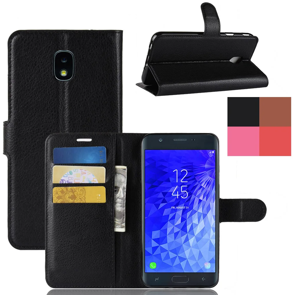 Кожаный чехол-бумажник с откидной крышкой для Samsung Galaxy J3 2018/Eclipse 2/Orbit/Achieve/J3 V 3rd