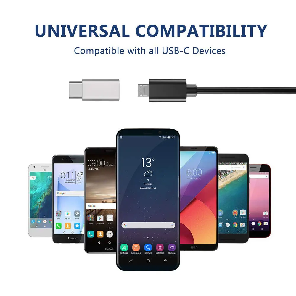 Ascromy 4 шт Micro USB к C адаптер переходник для Xiaomi Redmi Note 7 Pro huawei P20 mate 20 Lite samsung S9 S8