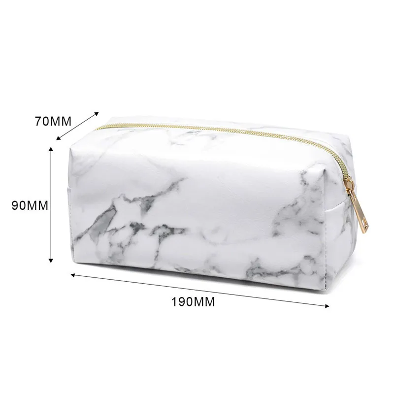 

Marble Pattern PU Leather Cosmetic Bag Zipper Storage Bag Women Travel Square Makeup Brushes Bag