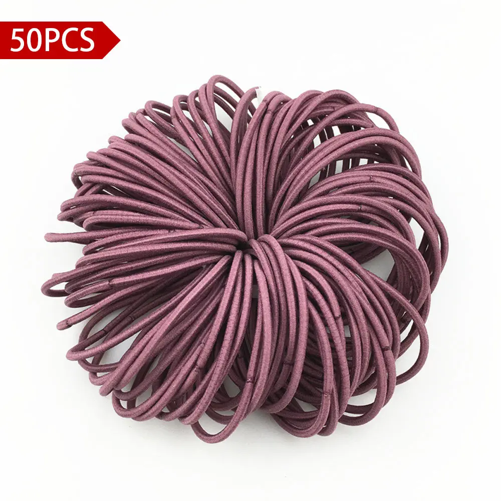 4-50PCS 50 шт./лот модная эластичная, для волос резинки Для женщин девочек резинки для волос милый лента для прически «конский хвост» Аксессуары для волос - Цвет: 4-50PCS