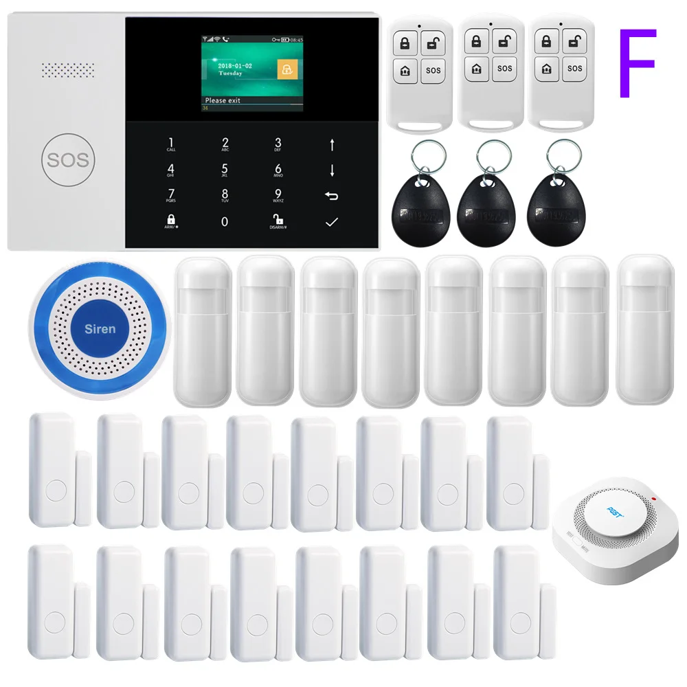 Коричневый PGST 433 МГц беспроводная сенсорная ЖК-клавиатура wifi GSM GPRS домашняя охранная сигнализация приложение сирена с дистанционным управлением RFID карта снятие с охраны - Цвет: Коричневый