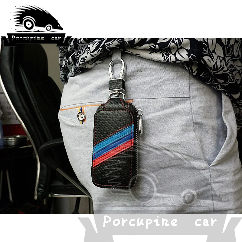 Кожаный чехол из углеродного волокна для автомобильных ключей Audi Mercedes Peugeot Toyota Vw