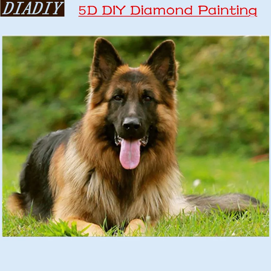 5D DIY Алмазная вышивка животное немецкая овчарка Собака Животное изготовление на