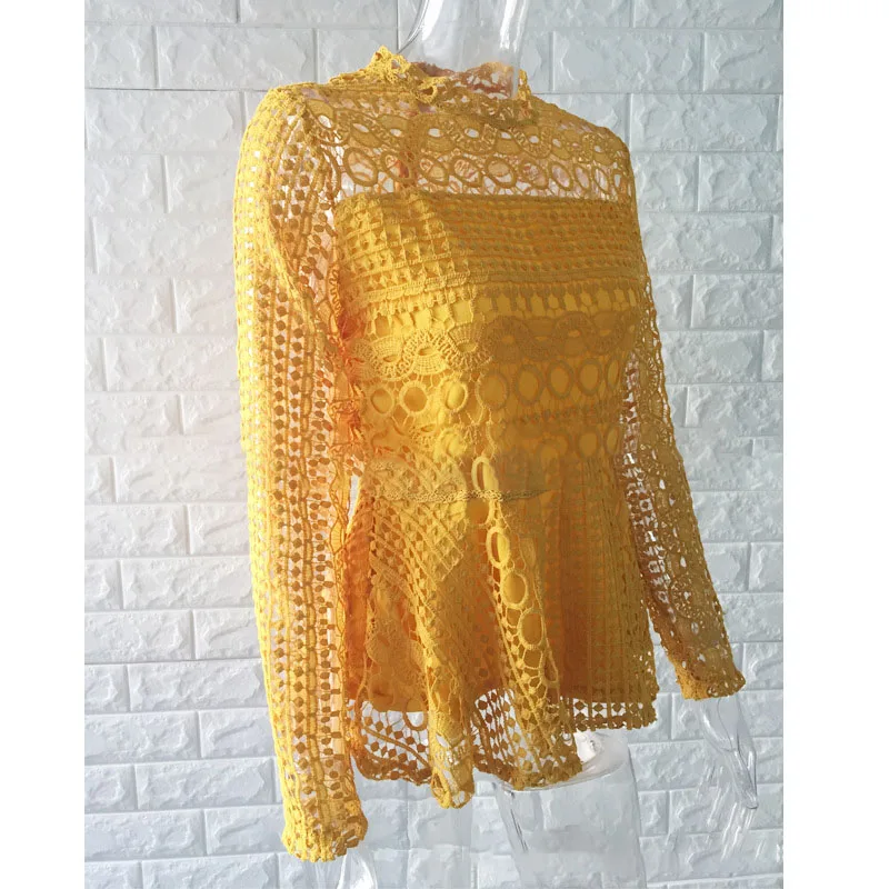 Кружевная рубашка с длинным рукавом летняя 2019 |