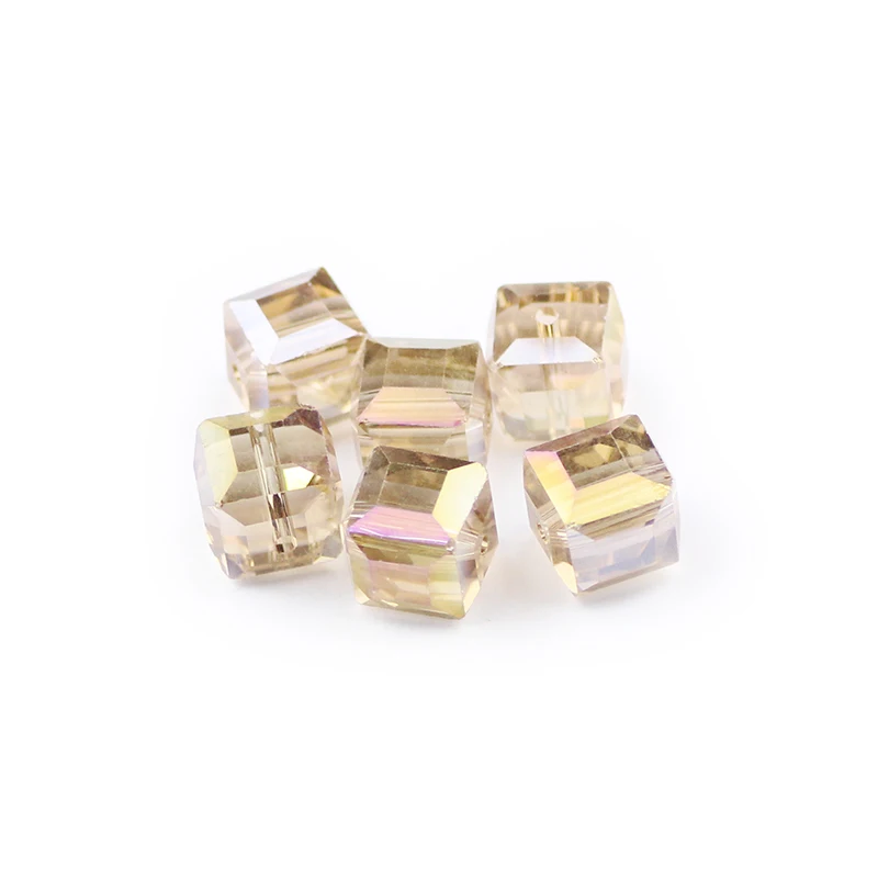 Silver Champagne WLYeeS 10 мм AB цветные Австрийские квадратные хрустальные бусины 10 шт. стеклянные свободные бусины для колье серьги кулон изготовление своими руками - Цвет: Silver Champagne