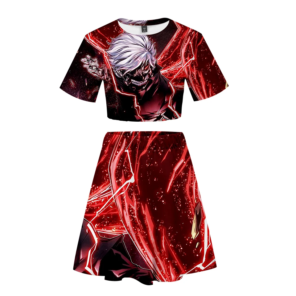 Frdun Tommy 3D Tokyo Ghoul 2018 новый костюм с короткой юбкой футболка коротким рукавом и