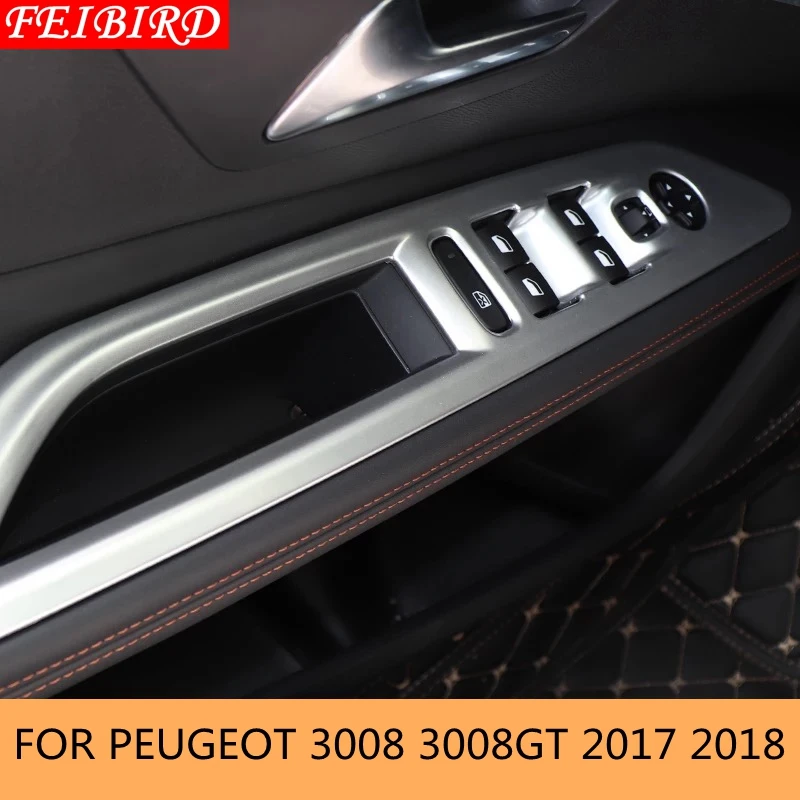 ABS Inside Door Handle Surround Window Lift Switch Panel Cover Trim MATTE CARBON FIBER STYLE For Peugeot 3008 3008GT 2017 2018 | Автомобили