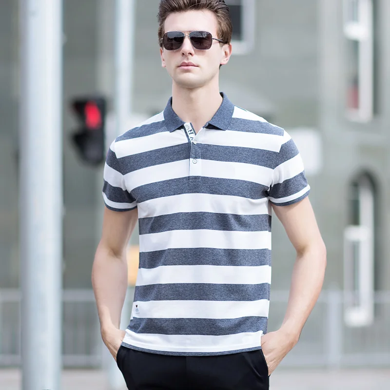 New 2018 Brand Striped Polo Shirt Men Cotton Fashion Contrast Color Shirts Summer Short-sleeve Casual | Мужская одежда