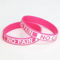 1pc hot sale fashion pink silicone wristband motto no pain no gain sports rubber bracelets bangles gift sh073