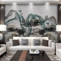 decorative wallpaper new chinese style creative abstract oil painting landscape line background wall painting