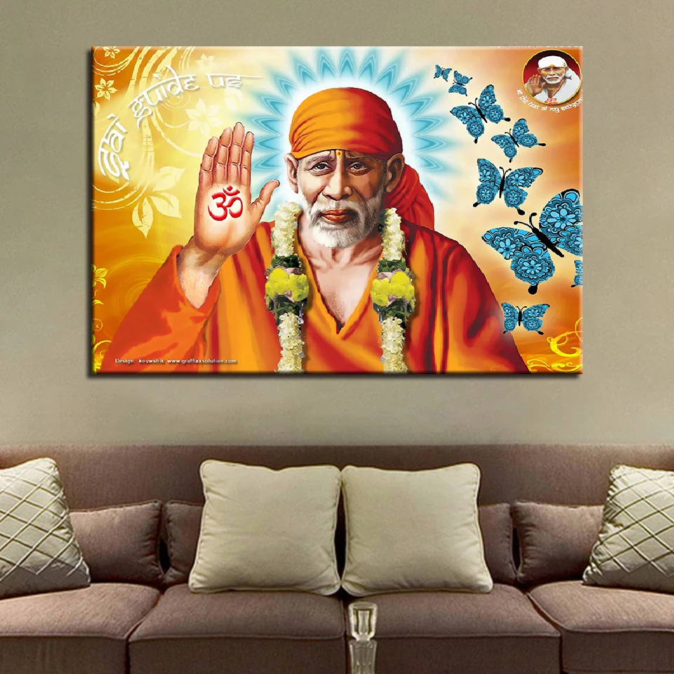 Настенное искусство HD принты украшение дома 1 шт. Lord Sai Baba Gif Холст Картина Рисунок