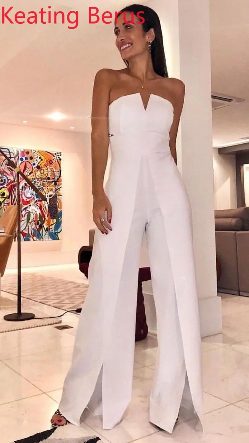 Женский Летний комбинезон сексуальный Топ Без Рукавов Сплит длинный Slim Fit