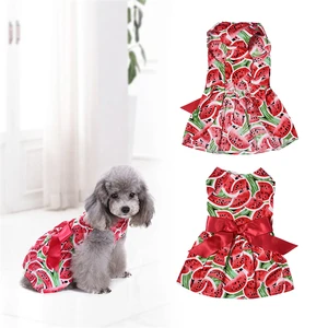 Ограниченное количество, красное платье принцессы с рисунком арбуза, милая одежда из полиэстера разных размеров для собак на лето и весну, 1 шт.