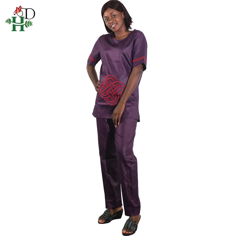 women purple Южная Африка пара одежды африканские платья для мужчин и Женщин Дашики одежда Базен riche Топы комплект брюки красивые дешевые костюмы - Color: women purple