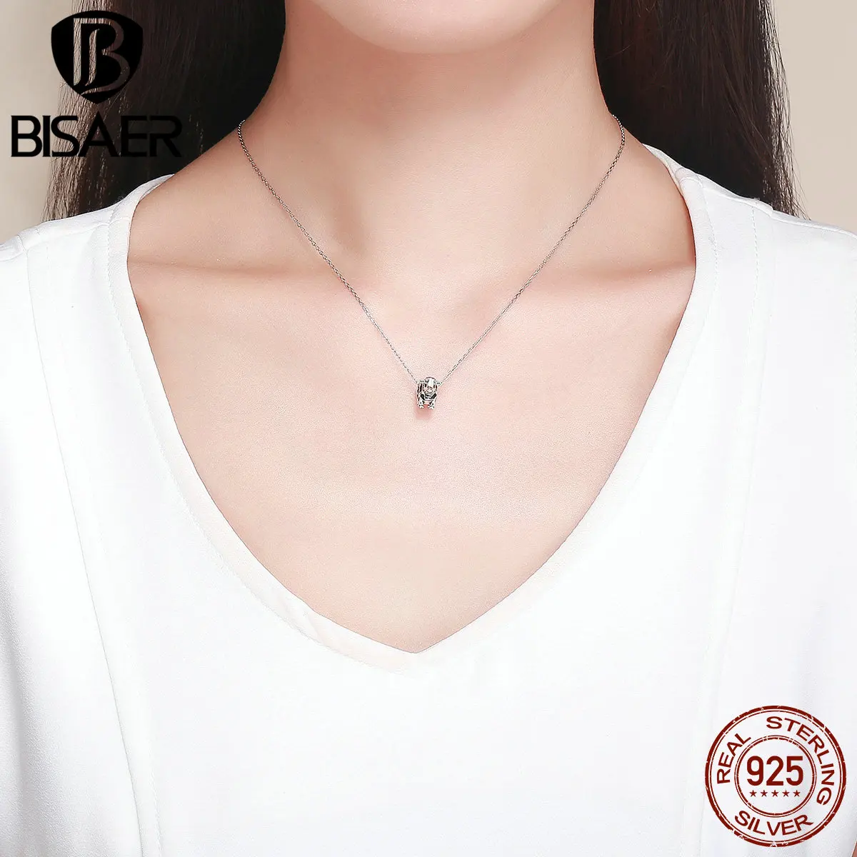 BISAER, 925 пробы, серебряный, черный и белый бык, корова, выберите муо, шарм, подходит для серебряного браслета, модное ювелирное изделие GXC1049