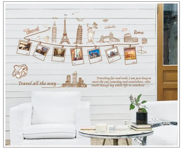 DIY To travel around the world Home Decoration Removable Wall Paper torre eiffel Decals ZYPB-9011 | Дом и сад