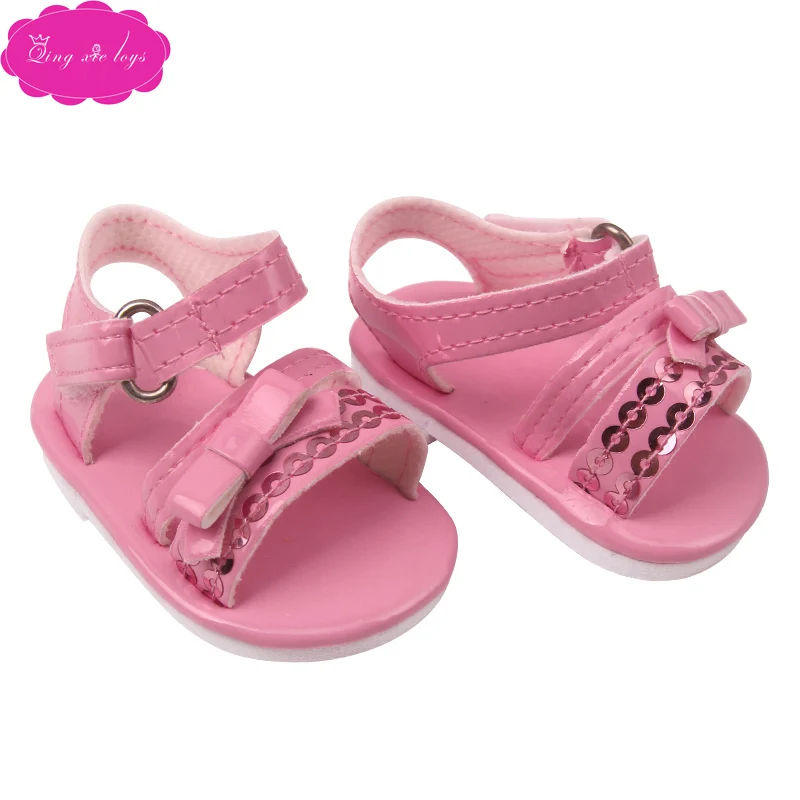 43 cm baby dolls shoes newborn pink bow sequin blue dress shoe fit American 18 inch Girls doll g227 | Игрушки и хобби
