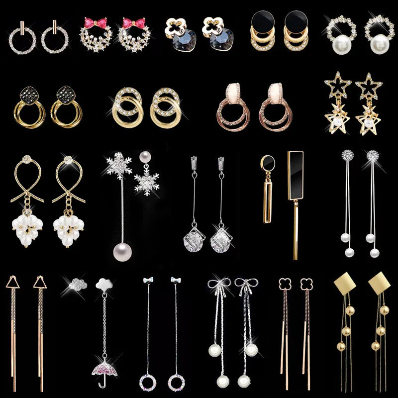 Женские длинные висячие серьги 27 видов корейские с имитацией жемчуга ювелирные