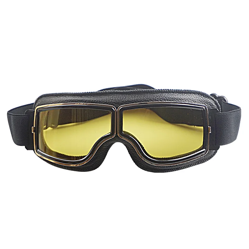 

Geniune leather goggles for motorcycle helmets windproof UV-protected goggles for retro vintage 3 snap moto helmets