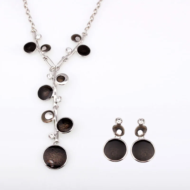 Колье из высококачественного сплава с эмалью Шейное ожерелье и серьги набор