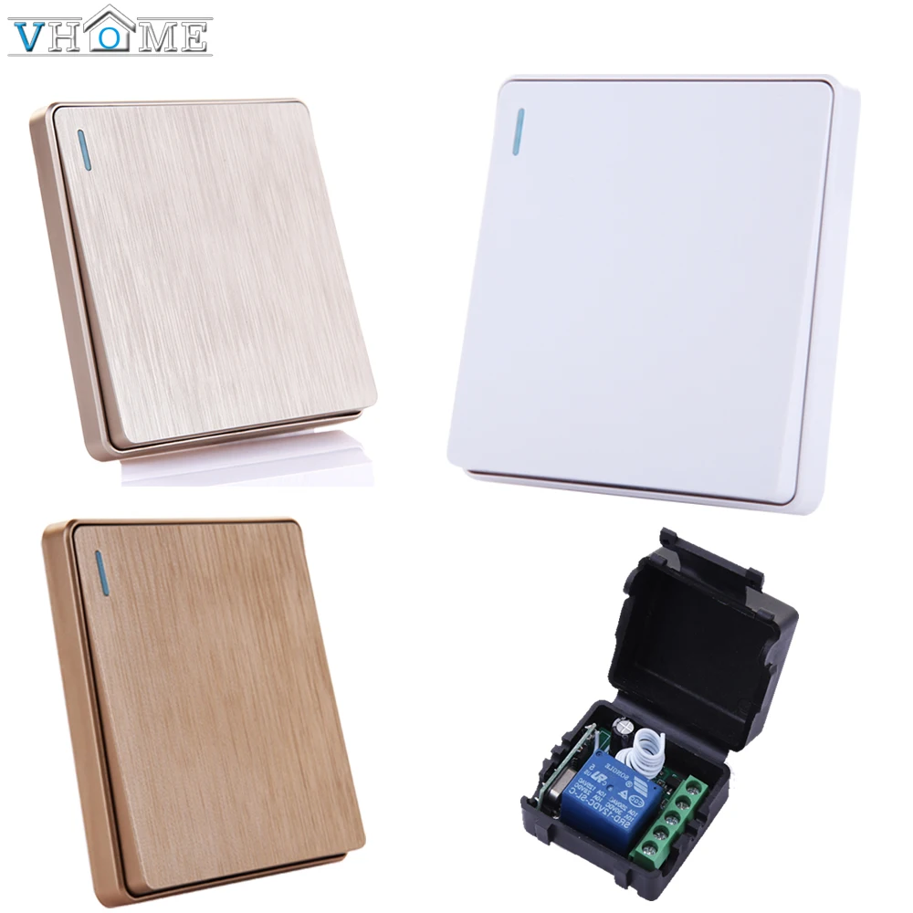 Vhome wireless RF 433mhz Wall Panel Remote Control Transmitter with DC 12V 1ch receiver switch For Garage Door Lights Lamps |