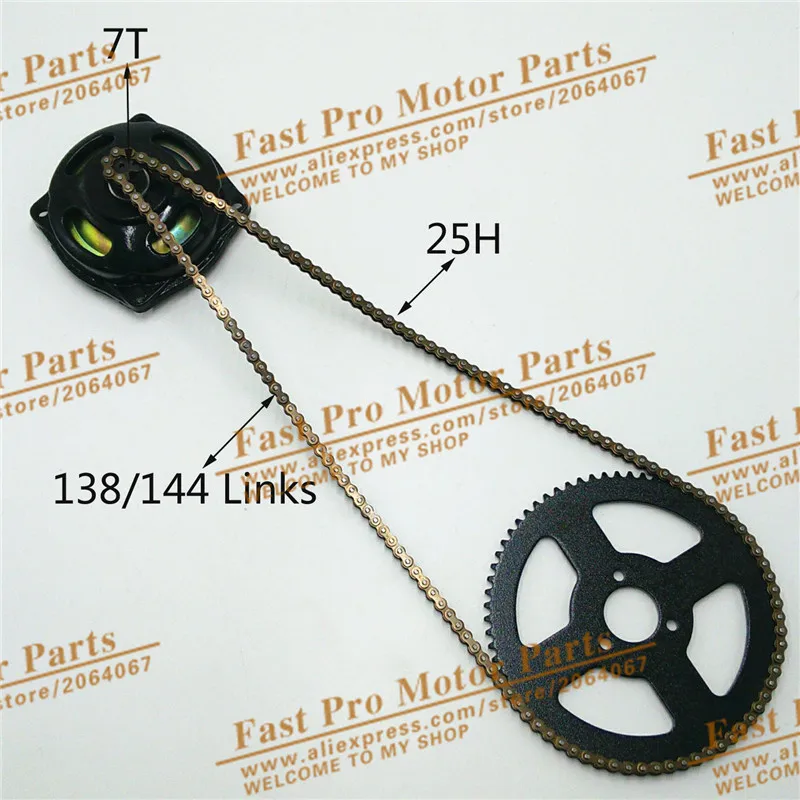 Система привода Mini Moto 47cc 49cc 25H 138/144 звеньев цепь с зубчатым механизмом и задней