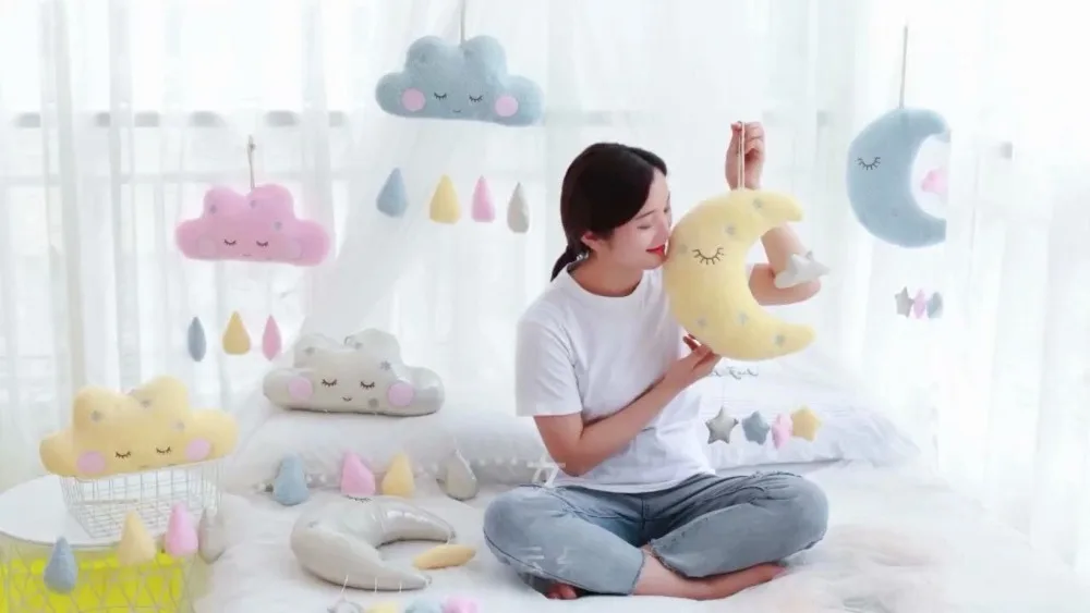 35 см Kawaii Cloud& Moon плюшевая подушка мягкая подушка милая улыбка облако плюшевые игрушки для детей Детские украшения комнаты