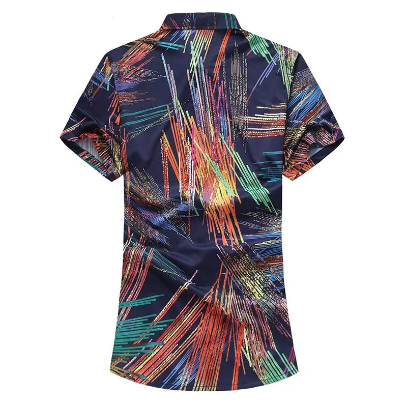 Гавайская рубашка мужская одежда Camisa masculina Блузка белая темно синяя Цветочная