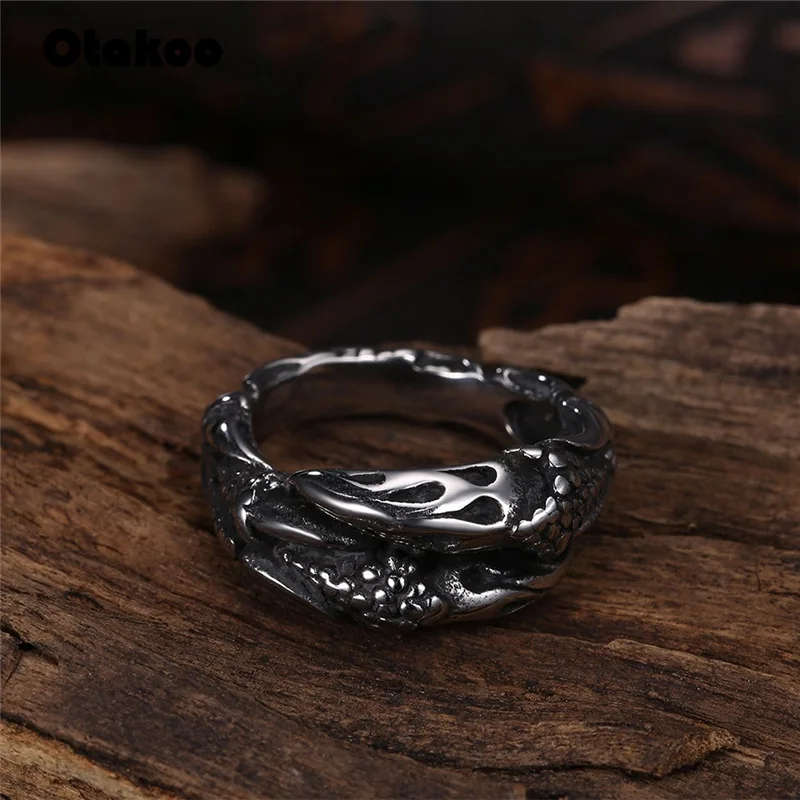 Серебряное кольцо Otakoo в стиле панк-рок для мужчин и женщин мужское из нержавеющей