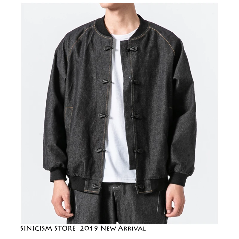 Sinicism Store мужская куртка бомбер Harajuku джинсовая 2019 Мужская Уличная ветровка синие