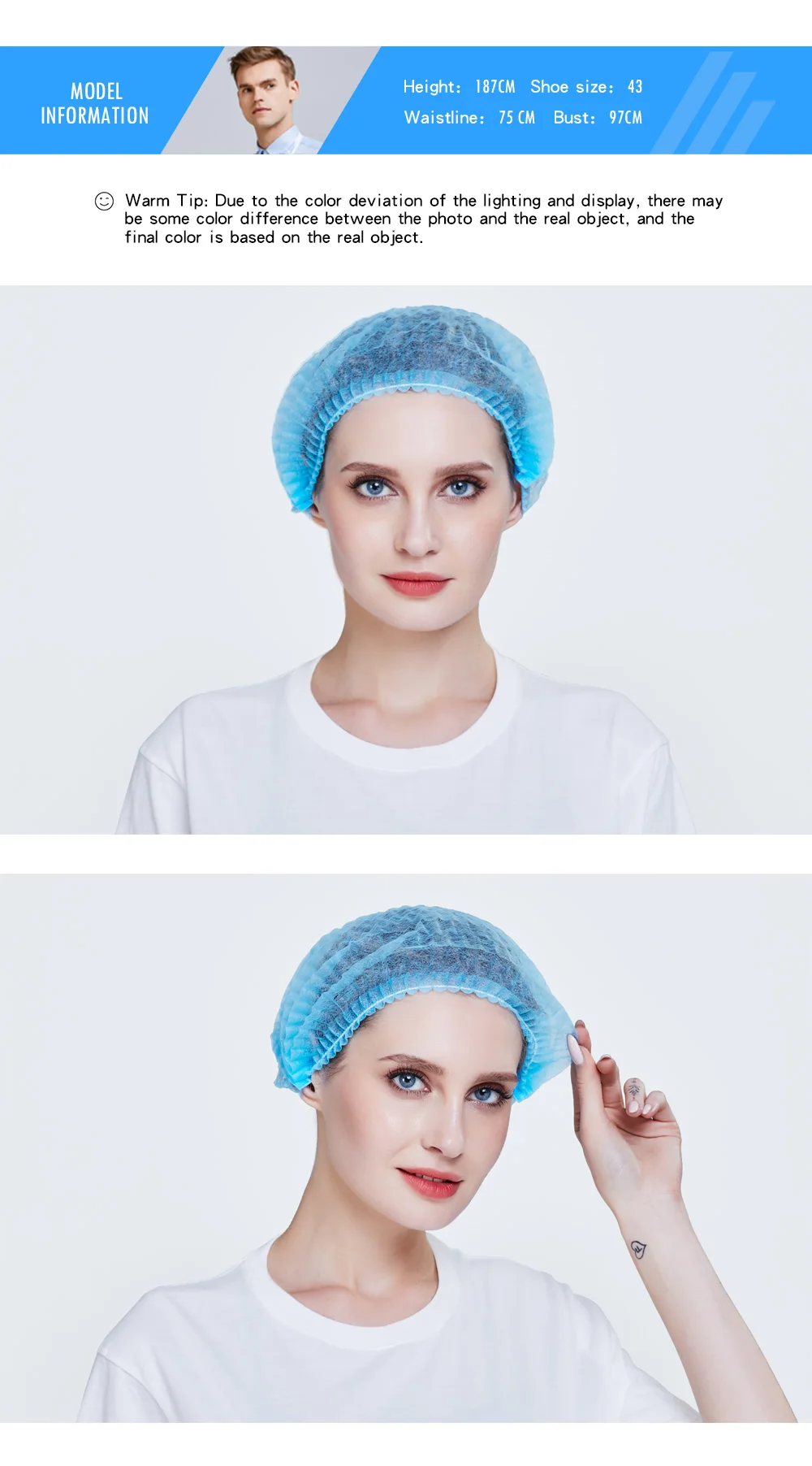 Non-woven Disposable Shower Caps Pleated Anti Dust Hat Women Men Bath Caps for Spa Hair Salon Beauty Accessories