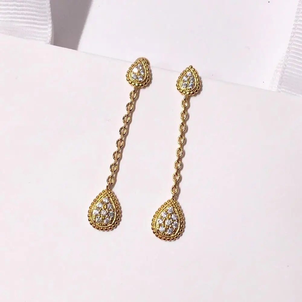 Женские серьги в форме капли hiневесты роскошные из розового золота с