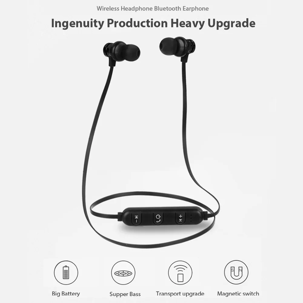 Магнитные Bluetooth наушники XT11 беспроводные с микрофоном для iPhone Xiaomi спортивные