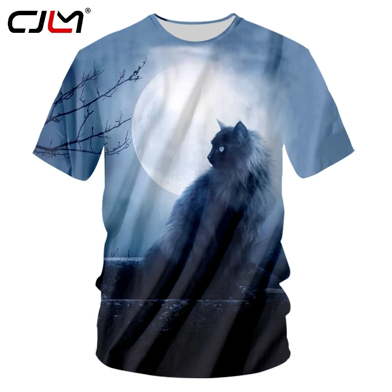 CJLM черная футболка с 3D принтом лунный свет новинка Camisa Masculina унисекс короткими