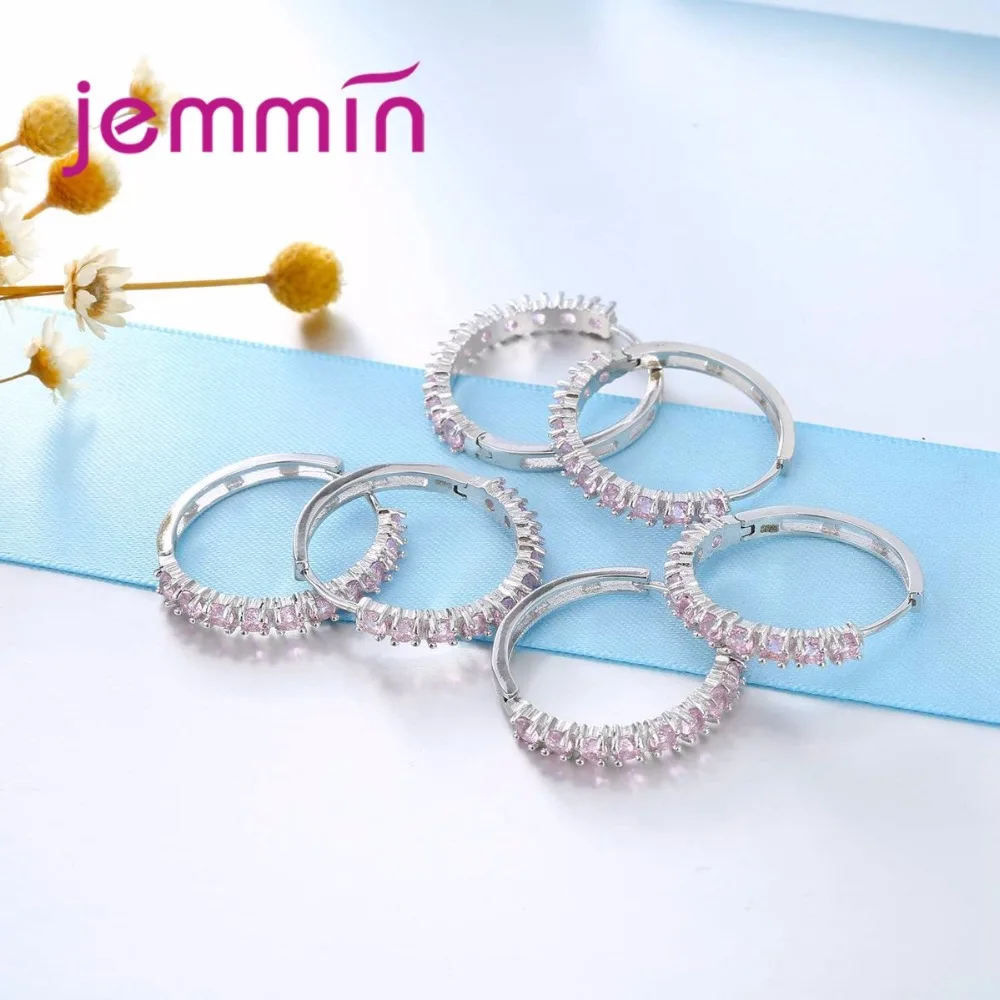 Женские серьги кольца из серебра 925 пробы с кристаллами|hoop earrings|earrings forearrings for women |