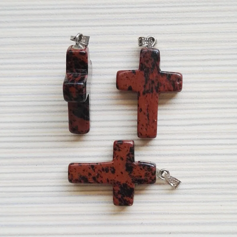 Модные подвески-кресты из красного обсидиана натурального камня для