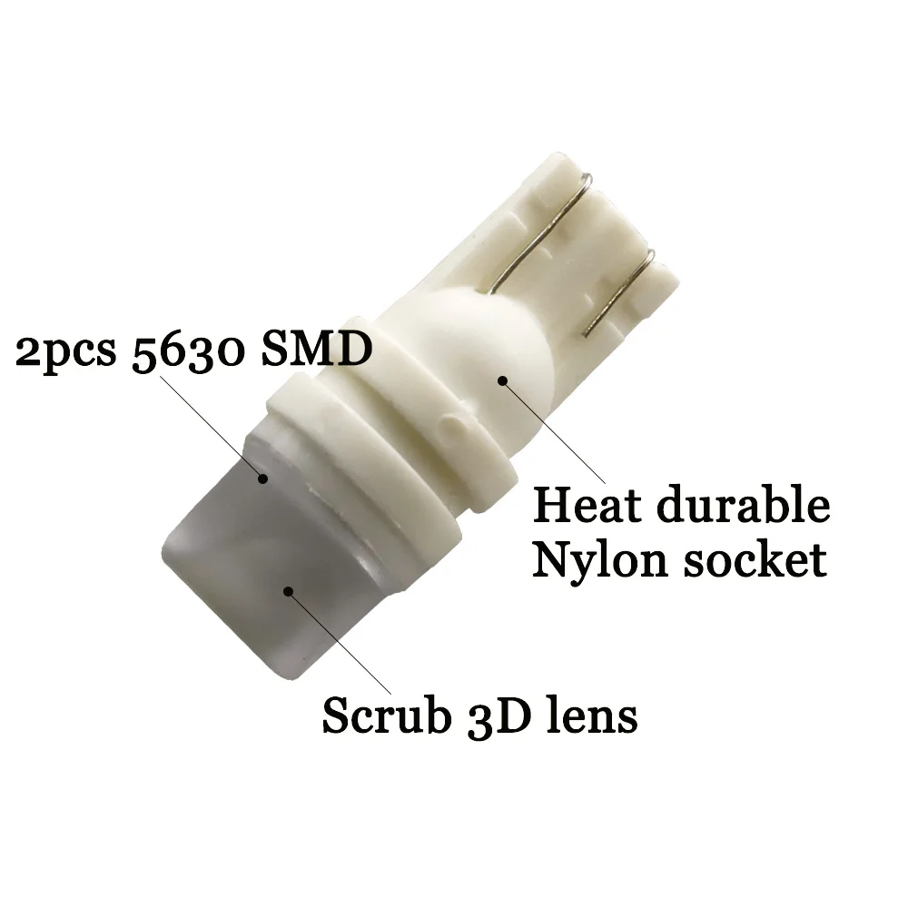100 шт. 7 цветов T10 W5W 2 SMD 5630 светодиодный 3D автомобильный фонарь габаритный 192 501