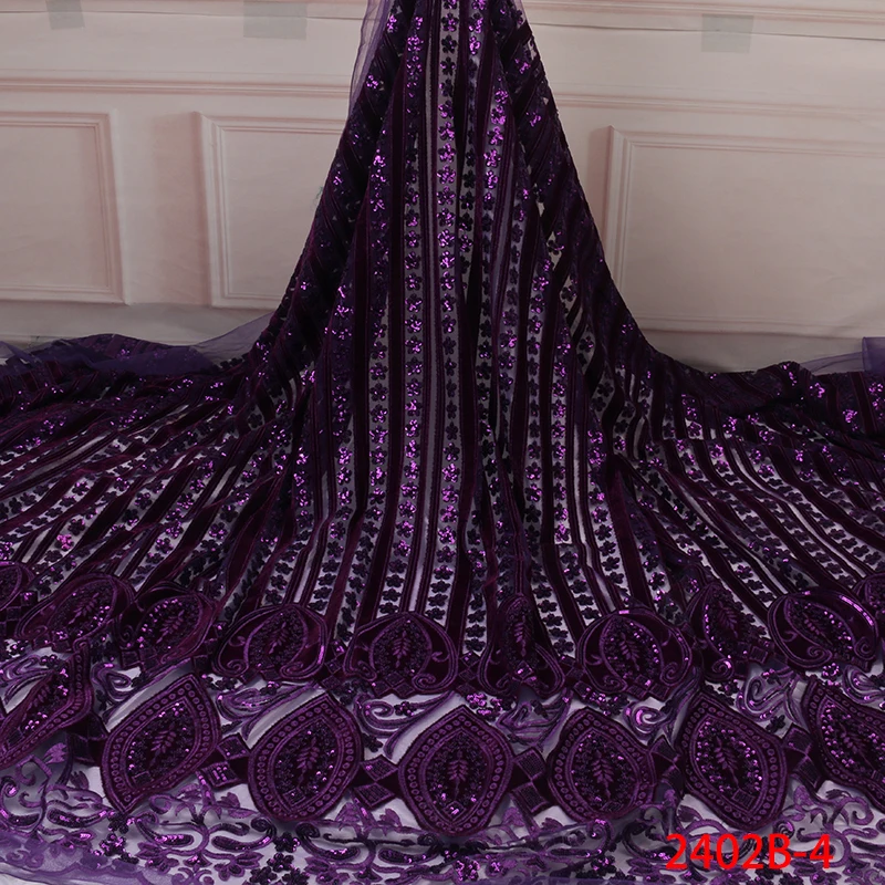 Фиолетовые африканские кружевные ткани французские нигерийские высокого