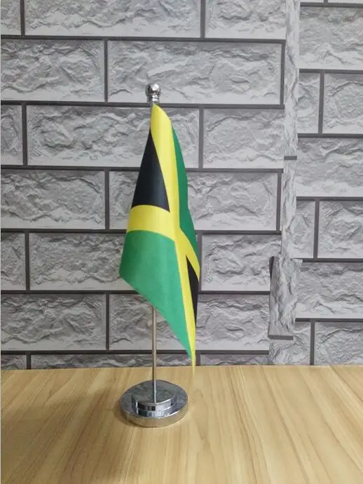 Настольный флаг и золотой флагшток Jamaica/Серебряный для