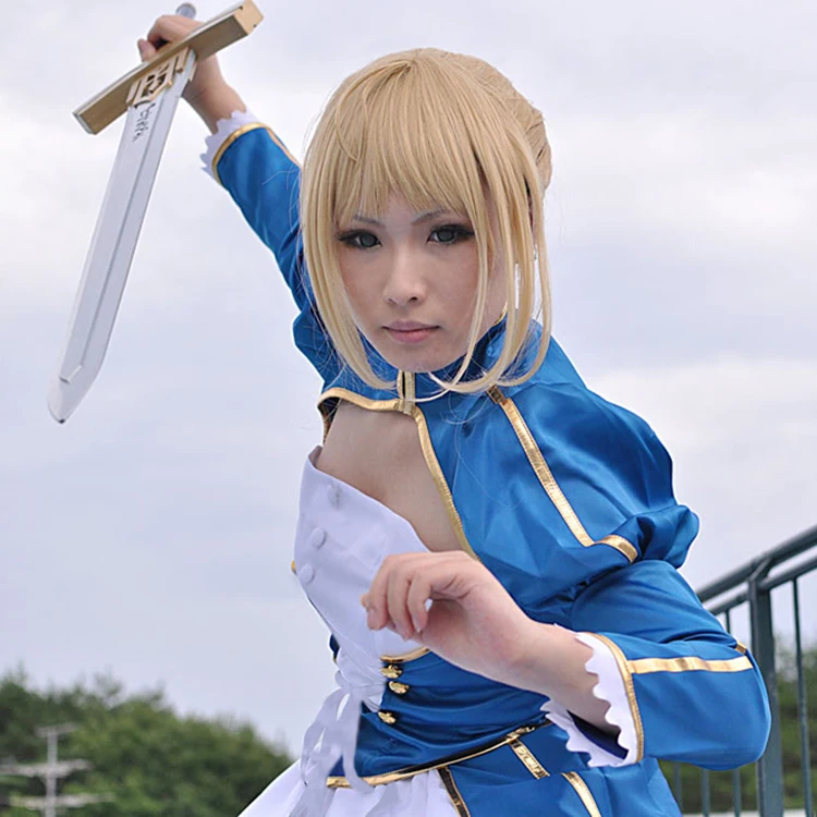 Saber Arturia Pendragon Anime Fate/ZERO Fate/stay night Cosplay Cartoon Halloween Cos Woman Blue battle suit Costume | Тематическая